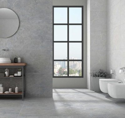 white and grey bathroom floor tiles