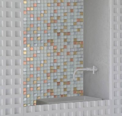 stylish white and gold mosaic tiles