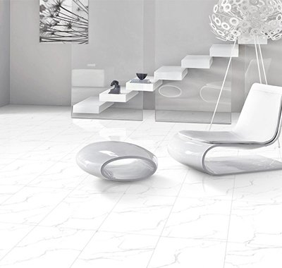 White porcelain floor tiles